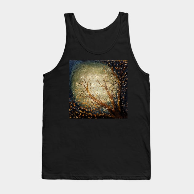 Moonlit Tree Branches Stain Glass Style Tank Top by Klssaginaw